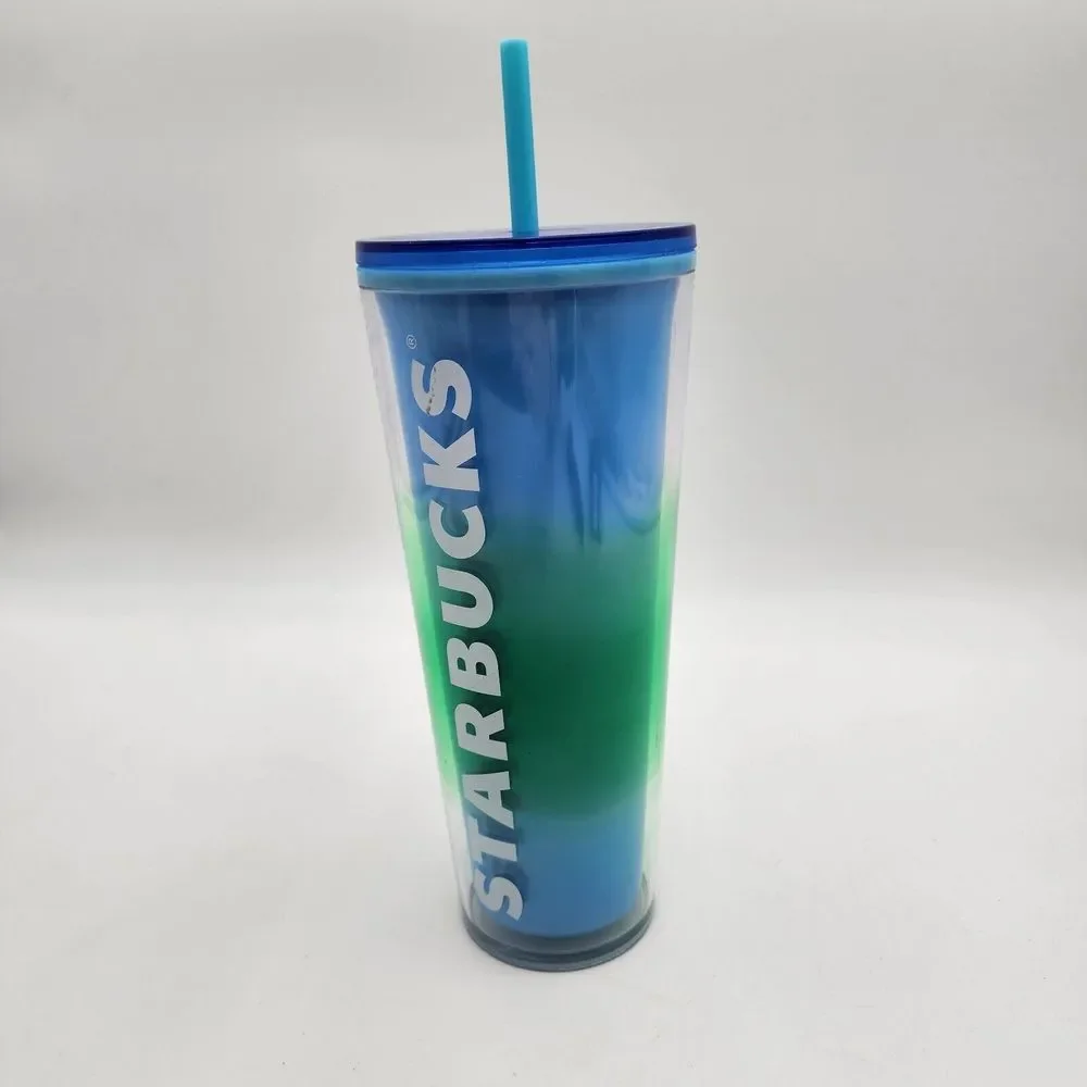 Starbucks Spring 2023 Blue Blossom Color Change with‎ Swirl Straw Topper Tumbler